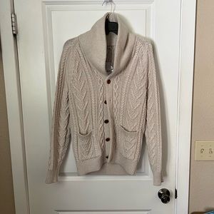 NWT J. Crew cream cardigan with shawl collar and fisherman design